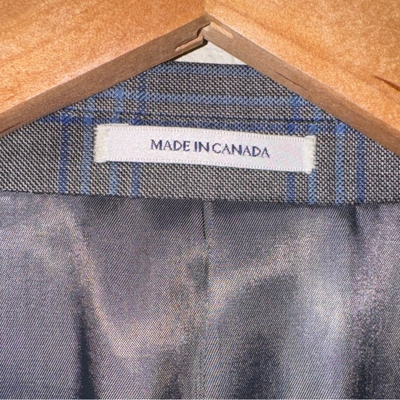 Peter Millar Crown Crafted Wool Blazer Windowpane Plaid Made in Canada - Picture 4 of 12
